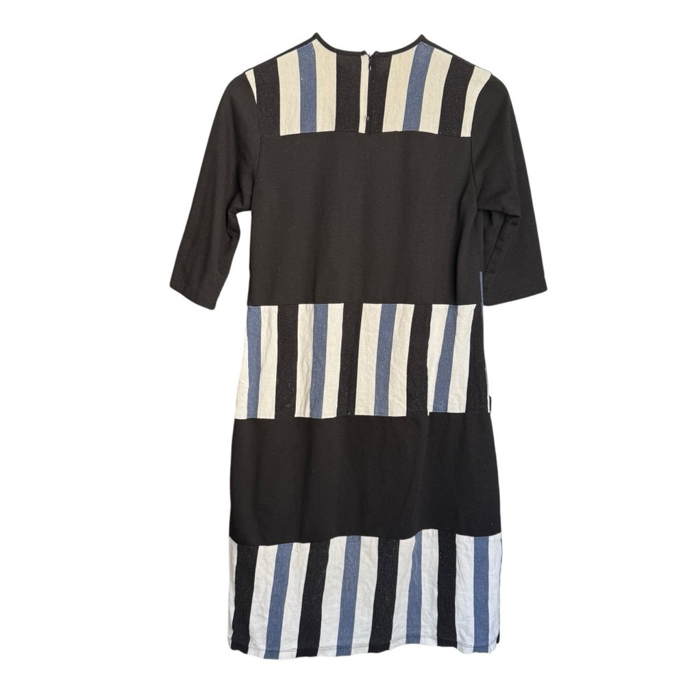 Rose Bleu Girls Black 3/4 Sleeve Dress Size 18 Blue White Stripe Detail - Picture 2 of 10
